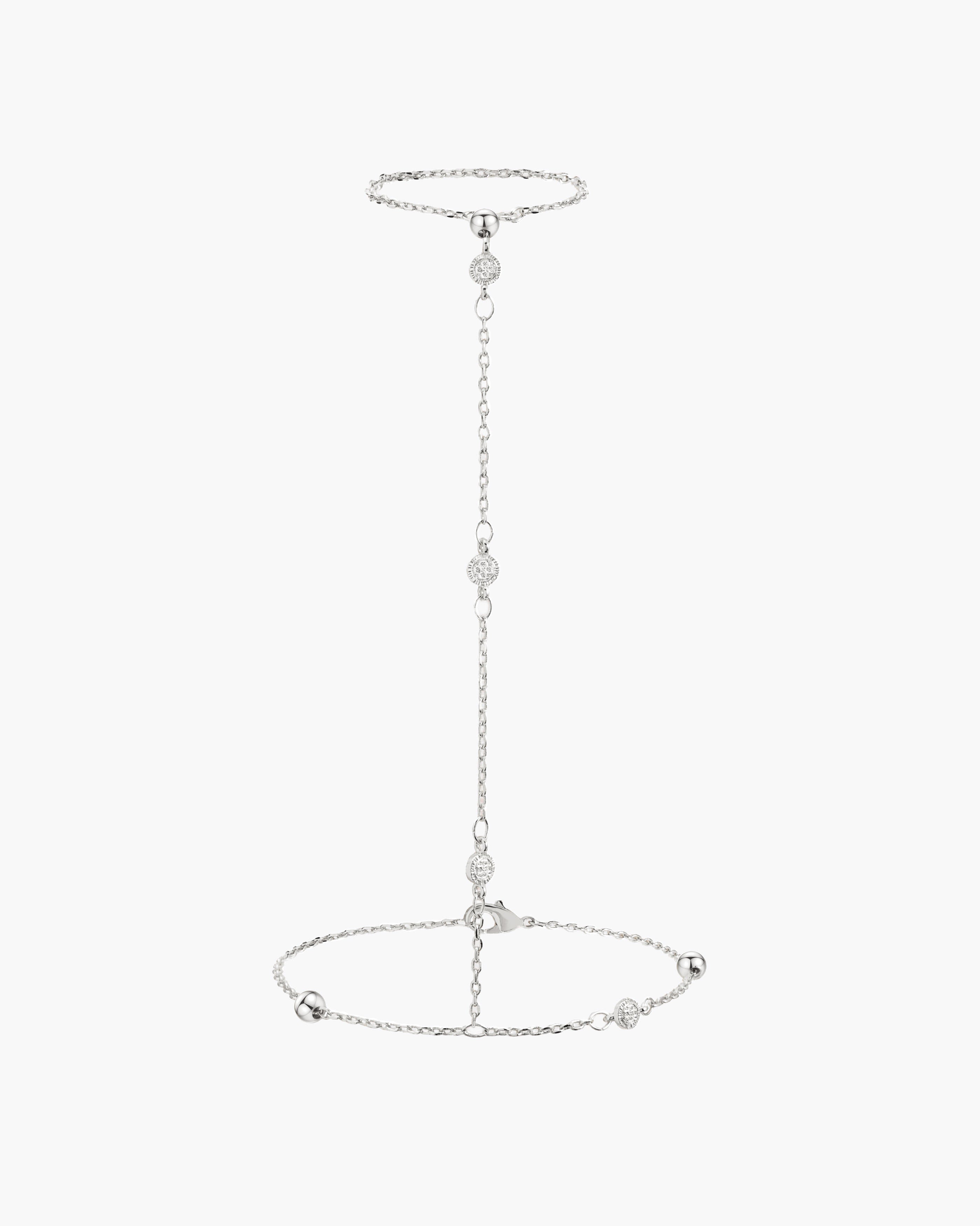 Hojas Coin Hand Chain Bracelet in Silver