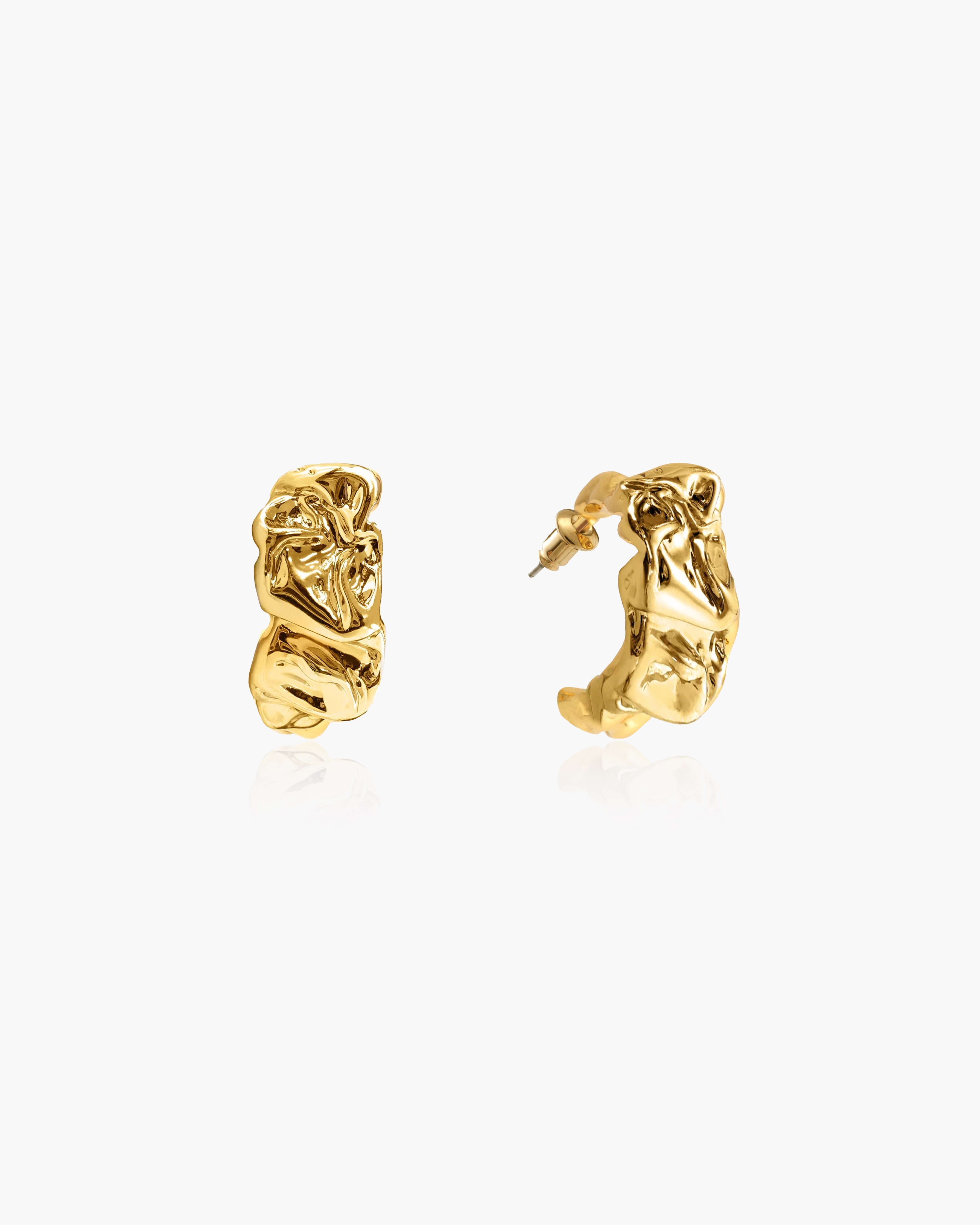 Textured Molten Earrings in Gold
