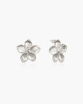 Textured Floral Earrings in Silver